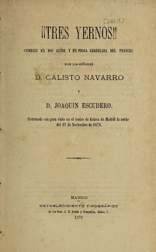 Portada de Tres yernos!