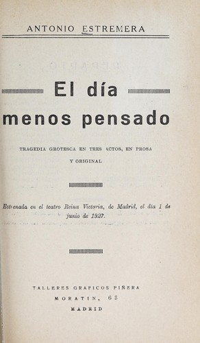 Portada de El día menos pensado
