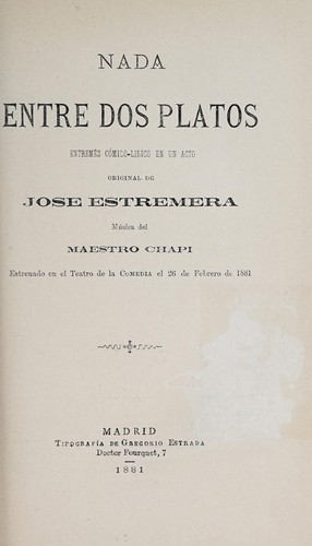 Portada de Nada entre dos platos