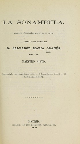 Portada de La sonámbula
