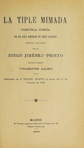 Portada de La tiple mimada