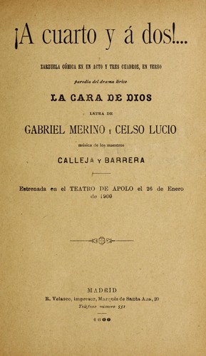 Portada de ¡A cuarto y a dos!