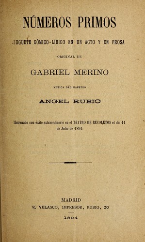 Portada de Nu meros primos