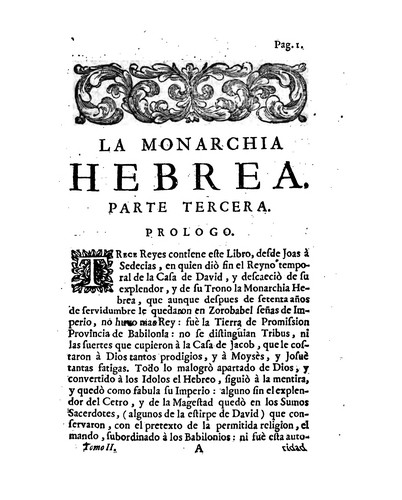 Portada de Monarchia hebrea