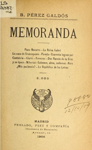 Portada de Memoranda
