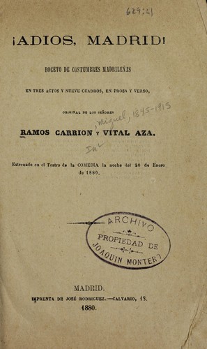 Portada de ¡Adiós, Madrid!