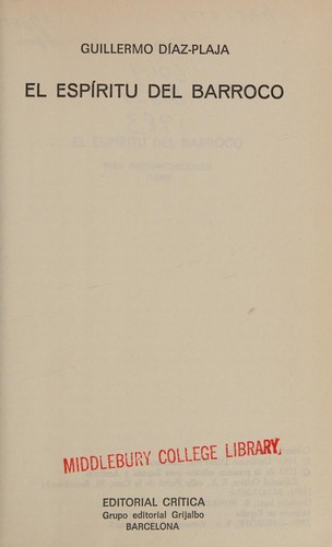Portada de El espíritu del barroco