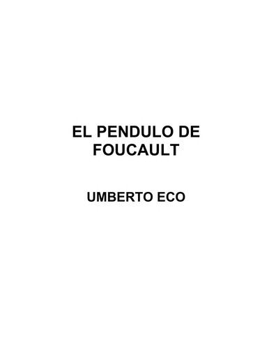 Portada de El péndulo de Foucault