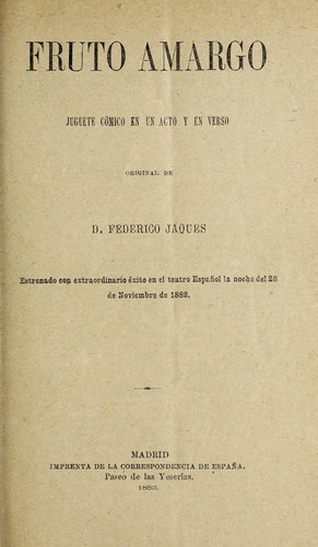 Portada de Fruto amargo