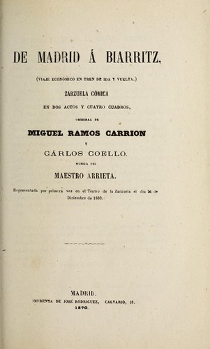 Portada de De Madrid a Biarritz